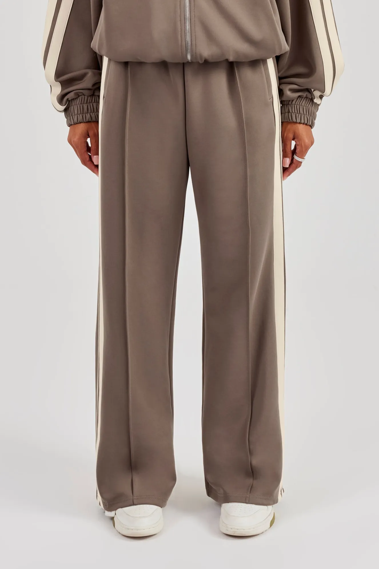 Taping Wide Leg Track Pant - Taupe