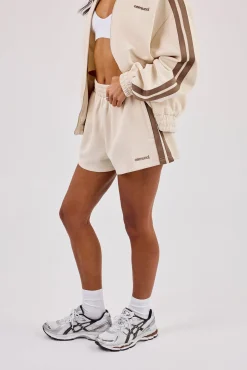 Taupe Logo Embroidered Taping Short - Off White