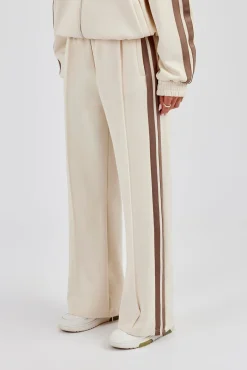 Taupe Taping Wide Leg Track Pant - Off White