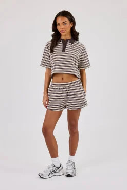 Textured Stripe Short - Brown