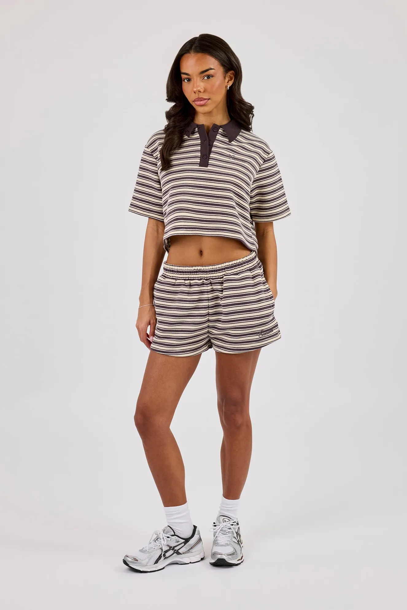 Textured Stripe Short - Brown
