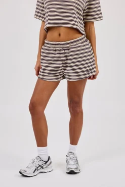 Textured Stripe Short - Brown