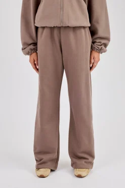 Towelling Applique Wide Leg Jogger - Taupe