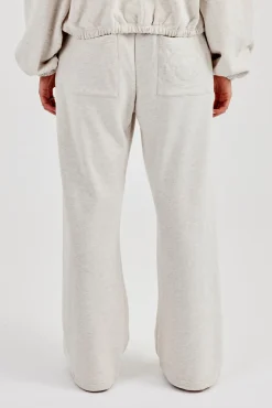 Towelling Applique Wide Leg Jogger - Grey Marl