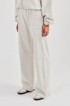 Towelling Applique Wide Leg Jogger - Grey Marl
