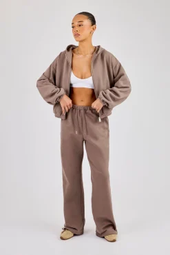 Towelling Applique Zip Tracksuit - Taupe