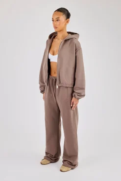 Towelling Applique Zip Tracksuit - Taupe