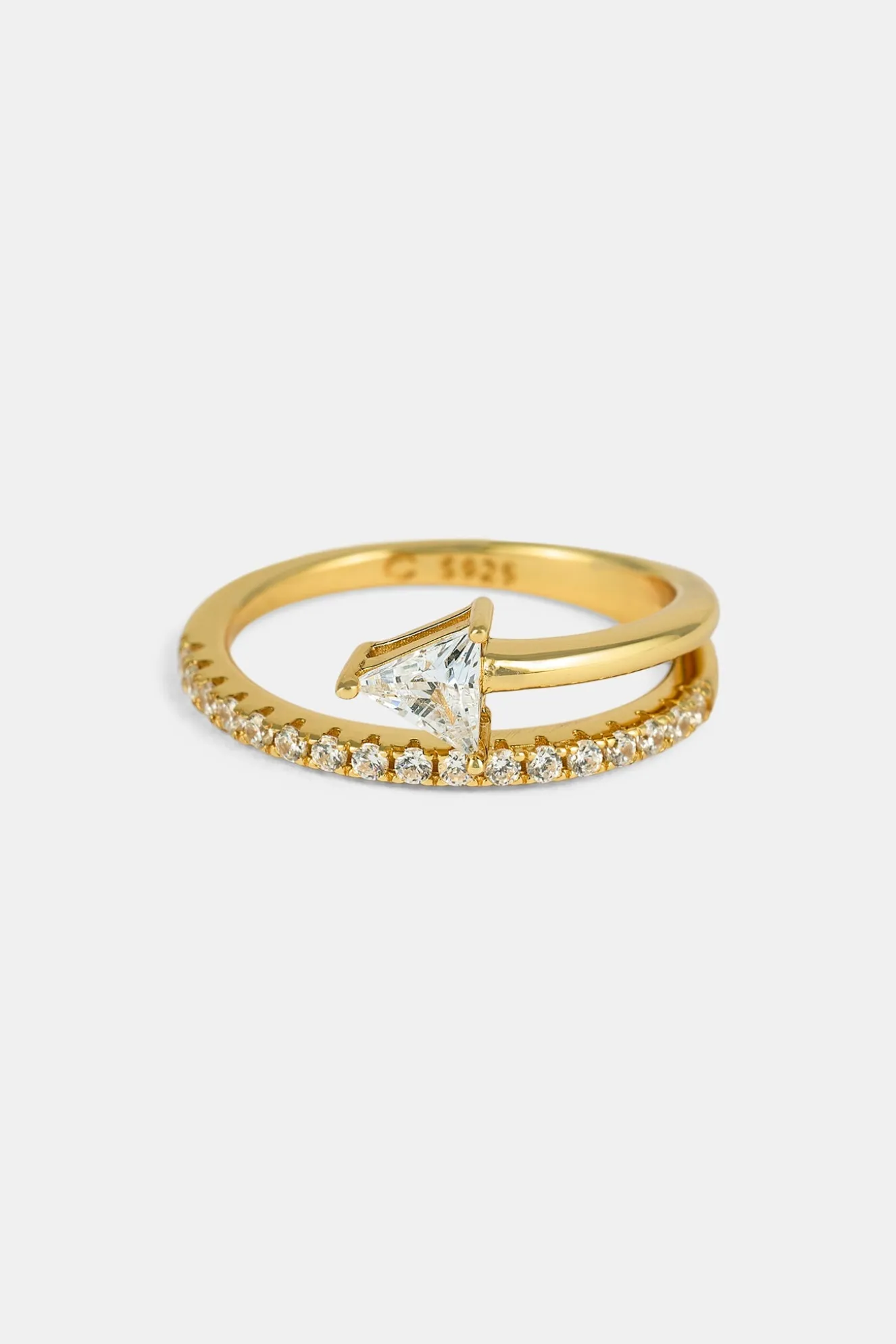 Triangle Iced Band Twist Ring - 1.5mm - Gold