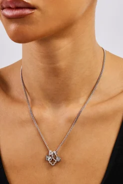 Triple Layer Butterfly Motif Necklace - 10mm - White