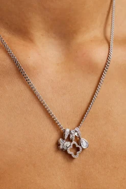 Triple Layer Butterfly Motif Necklace - 10mm - White