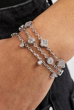 Triple Layer Gemstone Bracelet - 2mm - White