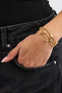 Triple Layer Gemstone Bracelet - 2mm - Gold
