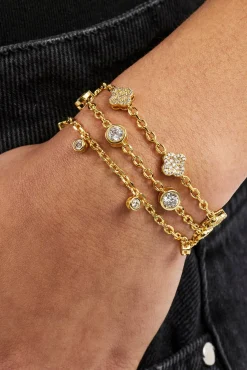 Triple Layer Gemstone Bracelet - 2mm - Gold