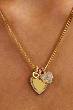Triple Layer Heart Necklace - 25mm - Gold