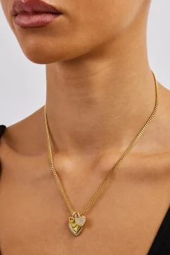 Triple Layer Heart Necklace - 25mm - Gold