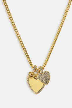 Triple Layer Heart Necklace - 25mm - Gold