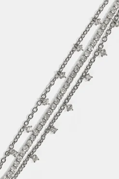 Triple Layer Iced Stone Bracelet - 5mm - White