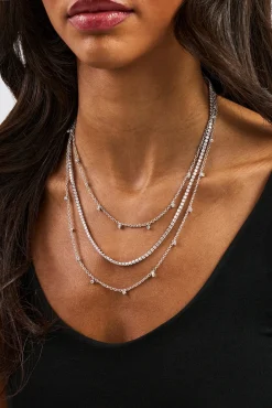 Triple Layer Iced Stone Chain - 5mm - White