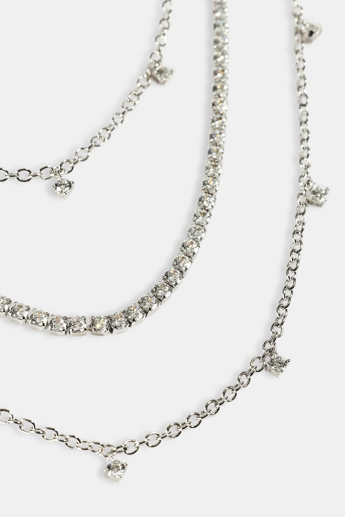 Triple Layer Iced Stone Chain - 5mm - White