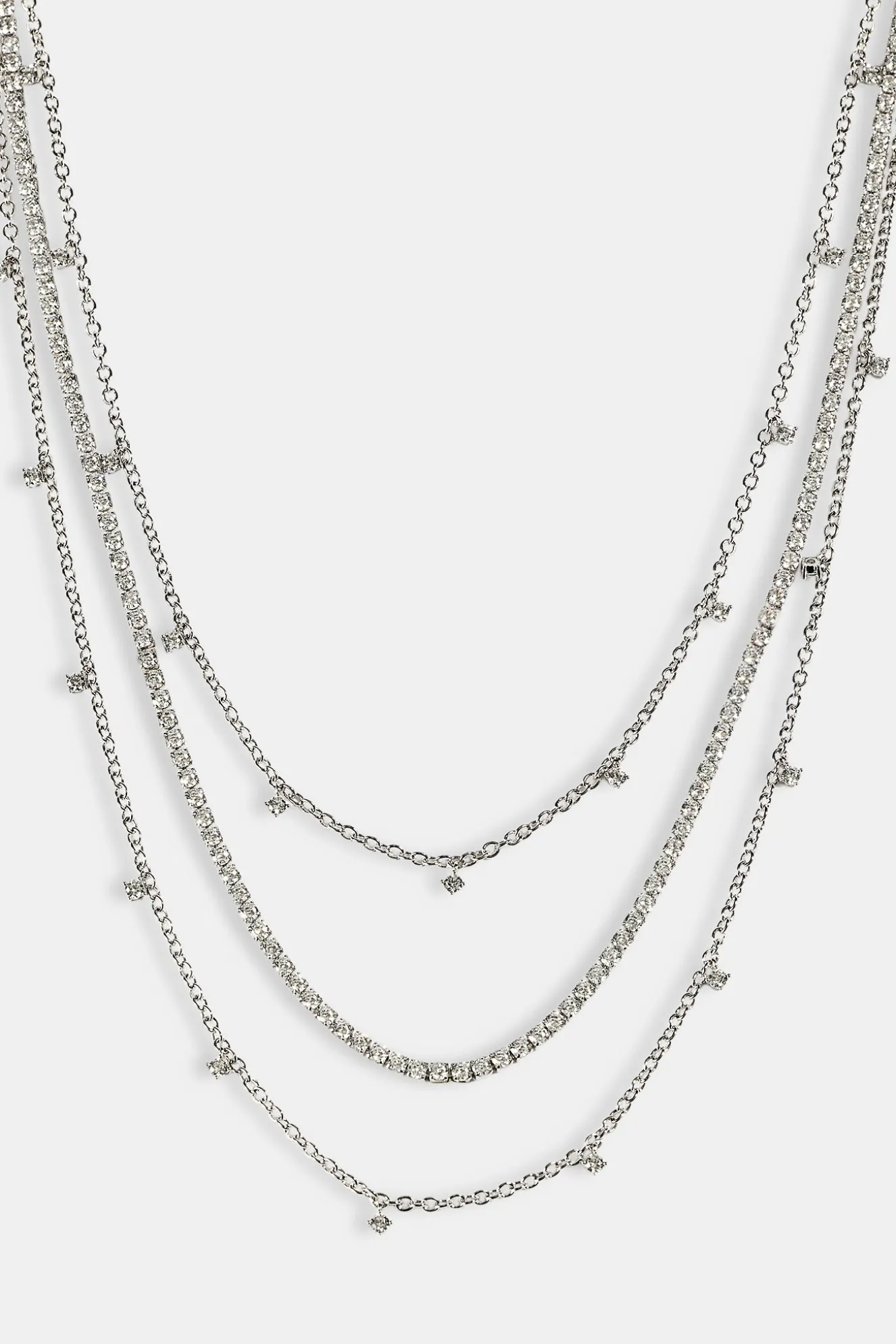 Triple Layer Iced Stone Chain - 5mm - White