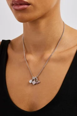 Triple Motif & Cherry Pendant Necklace - 10mm - White