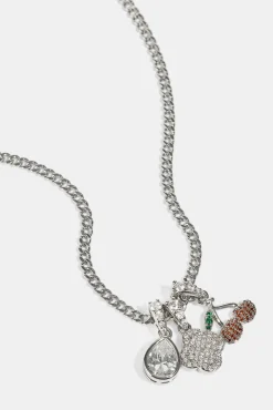 Triple Motif & Cherry Pendant Necklace - 10mm - White