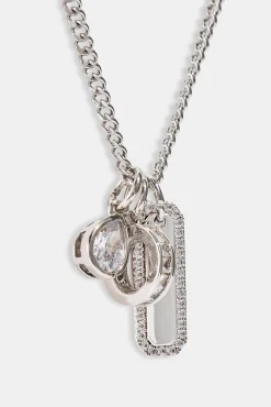 Triple Pendant Iced Necklace - 10mm - White