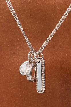 Triple Pendant Iced Necklace - 10mm - White