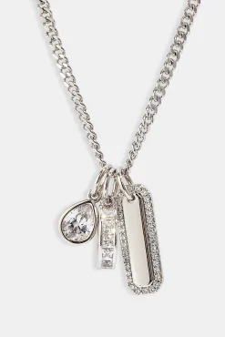Triple Pendant Iced Necklace - 10mm - White