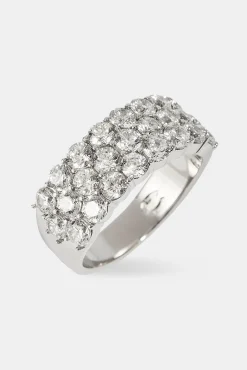 Triple Row CZ Iced Ring - 10mm - White
