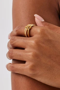Triple Row Polished & Iced Mix Ring - 8mm