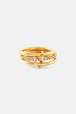 Triple Row Polished & Iced Mix Ring - 8mm