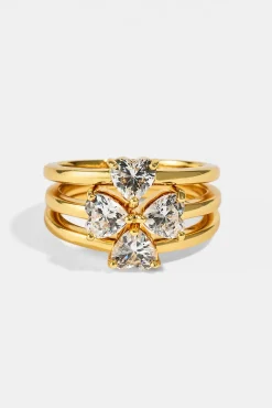 Triple Stack Motif Ring Set - 10mm - Gold