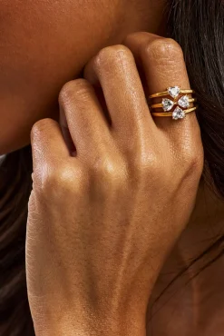 Triple Stack Motif Ring Set - 10mm - Gold