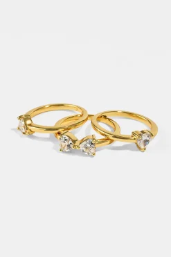 Triple Stack Motif Ring Set - 10mm - Gold