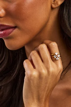 Triple Stack Motif Ring Set - 10mm - Gold