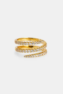 Triple Twist Iced Ring - 1.5mm - Gold
