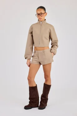 Twill Fitted Jacket & Micro Short - Taupe