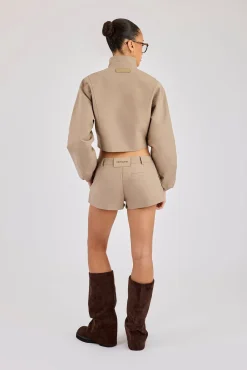 Twill Fitted Jacket & Micro Short - Taupe
