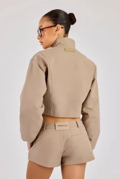 Twill Fitted Jacket - Taupe