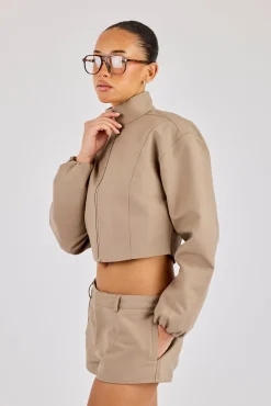 Twill Fitted Jacket - Taupe
