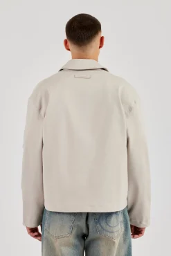 Twill Pocket Detail Harrington Jacket - Stone