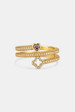 Twist Heart & Motif Ring - 6mm - Gold