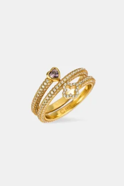 Twist Heart & Motif Ring - 6mm - Gold