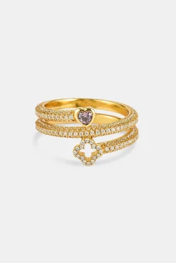 Twist Heart & Motif Ring - 6mm - Gold