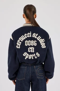 Varity Bomber Jacket With Panels - Navy