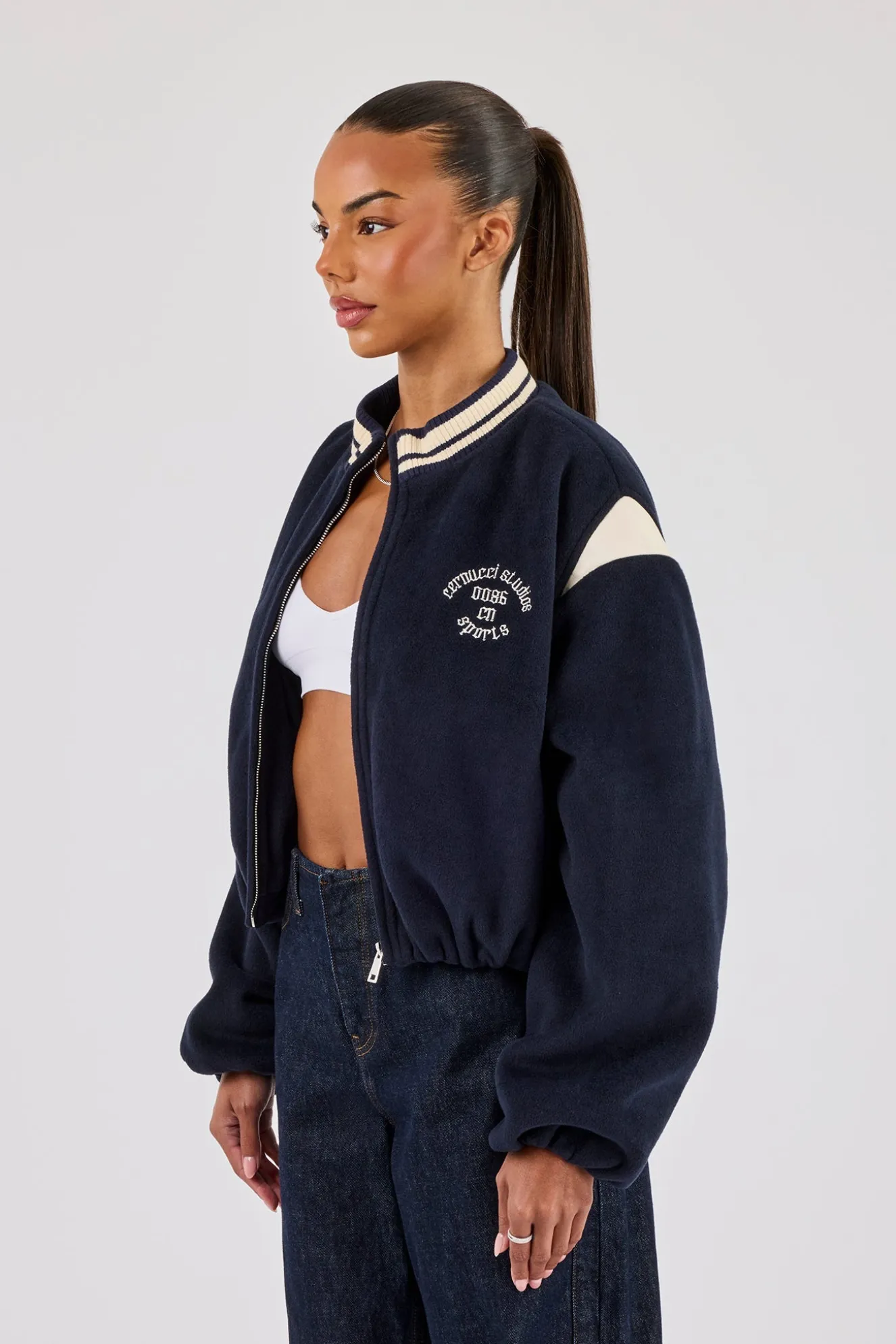 Varity Bomber Jacket With Panels - Navy