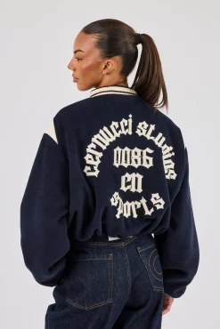 Varity Bomber Jacket With Panels - Navy