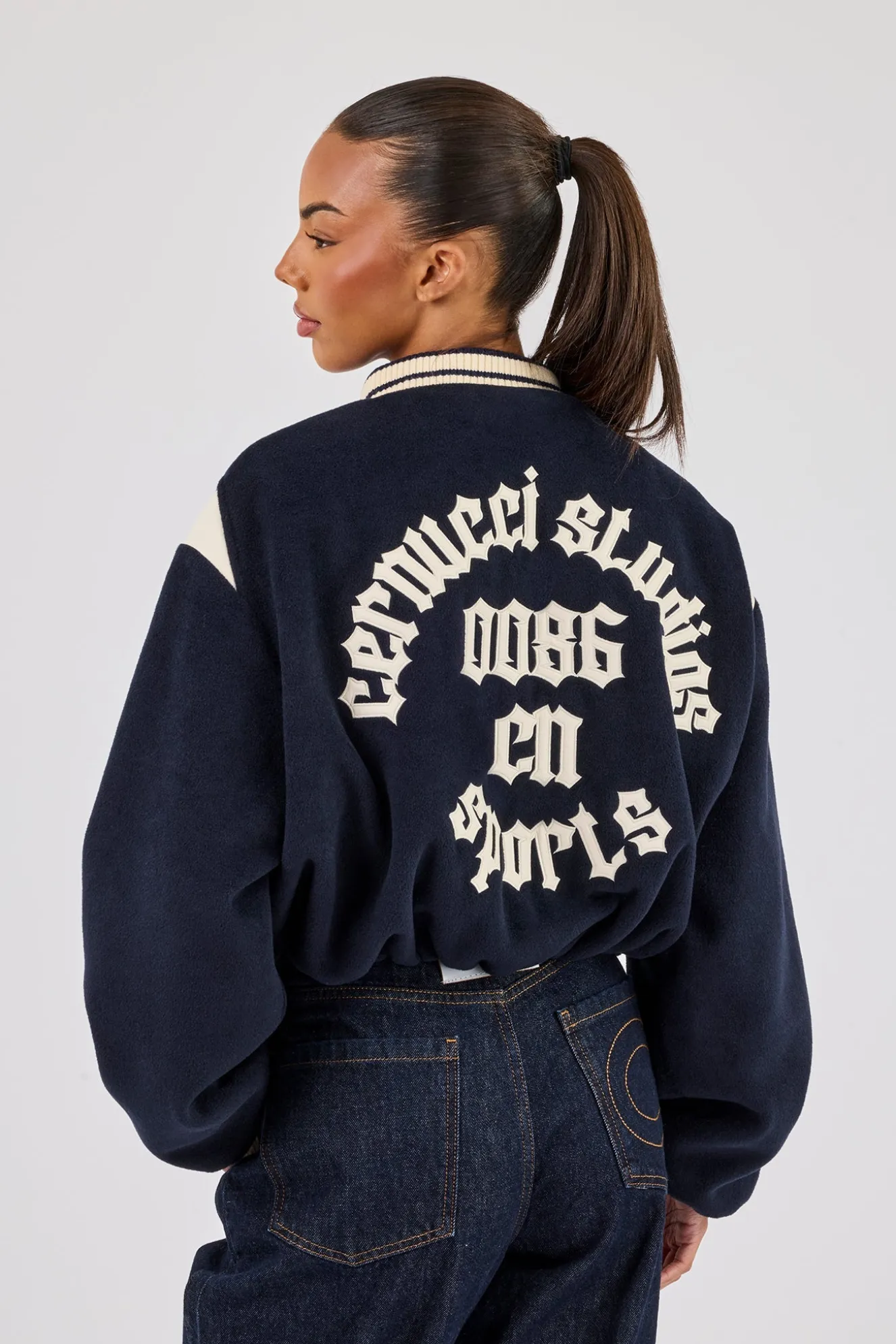 Varity Bomber Jacket With Panels - Navy