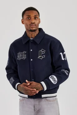 Varsity Badge Harrington Bomber - Navy